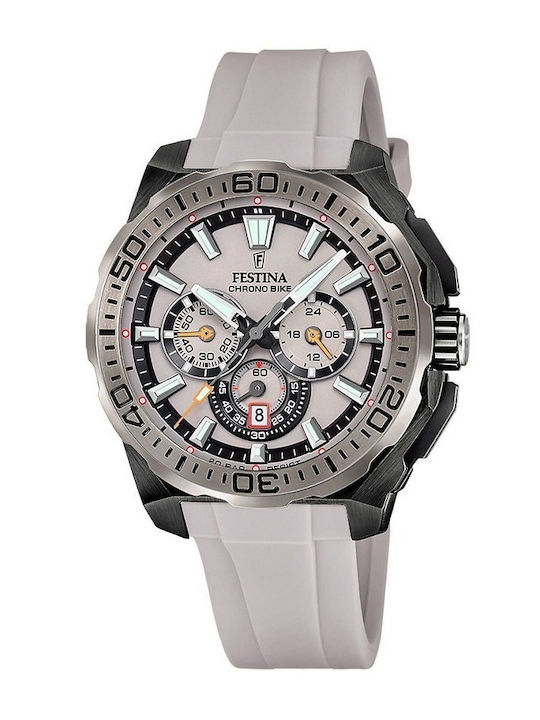 Festina Bike Diver Men's Watch Chronograph Battery with Beige Rubber Strap