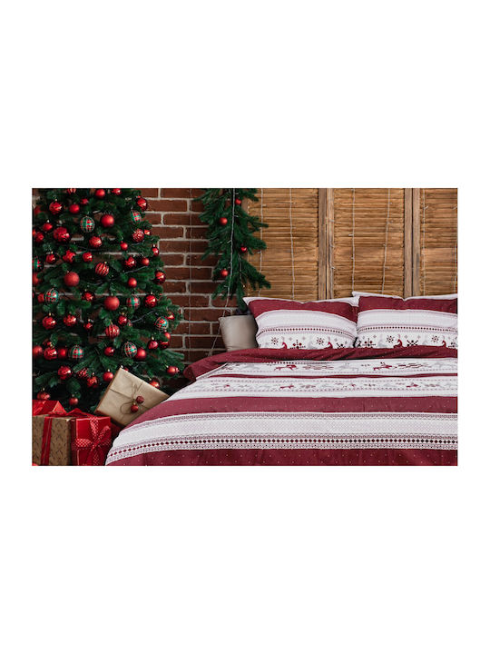 Matex Duvet Cover Set Cotton Queen with 2 Pillowcases 220x200 Red