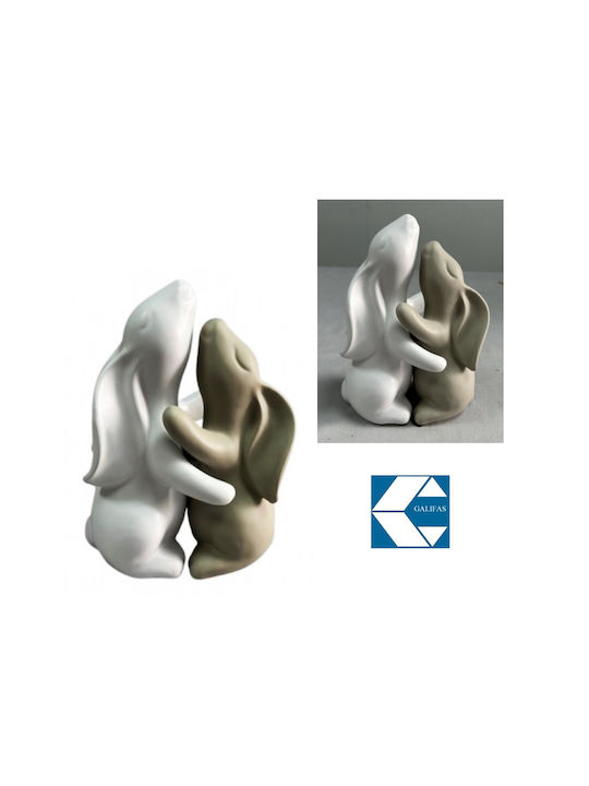 Set of Decorative Ceramic Bunny Figures White Beige 2pcs Galifas 790264 Galifas