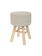 Stool For Living Room Upholstered with Fabric Beige 28x34x34cm