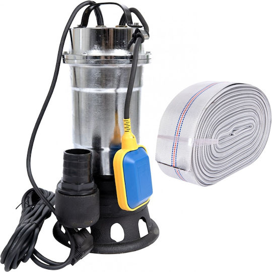 Pompa pentru apă murdară cu plutitor, fără tocător, DDT, oțel inoxidabil SWP2550F, 2550 W, 25 m³/h + furtun de incendiu 20 metri, 2 inch