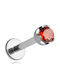 Titan Ohrpiercing mit roter Bar