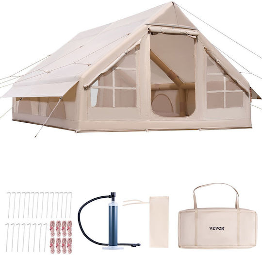 Vevor Σκηνή Camping Φουσκωτή Μπεζ για 8 Άτομα 400x300x200εκ.