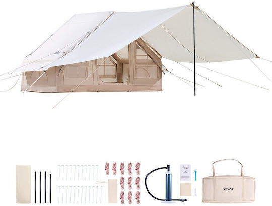 Vevor Glamping Camping Tent Inflatable Beige 4 Seasons For 5 People 300x200x200cm