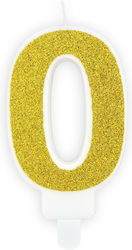 Candle Number 0 White Gold Glitter