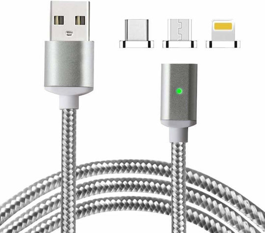 Siks 3in1 Charging Cable Magnetic Lightning Micro-usb Type-c Gray