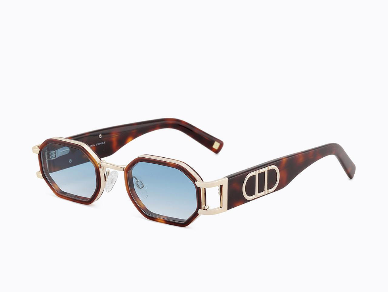 2. NEW Carolina Lemke Blue Lens Tortoiseshell Sunglasses Carolina Lemke CL7349 Tortoise Prescription Sunglasses main image 4