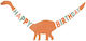Happy Dino Birthday Decorative Party Garland Orange