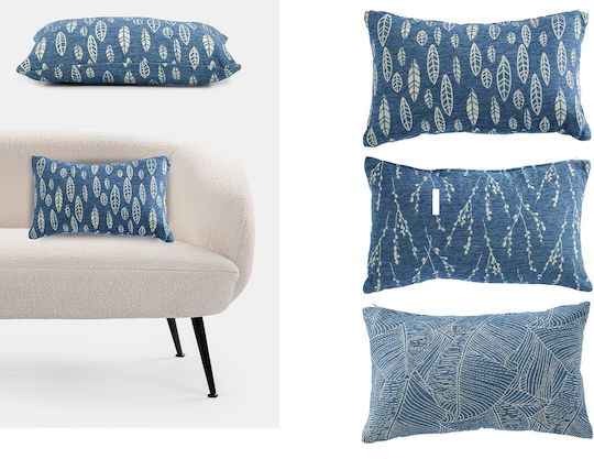 ArteLibre ArteLibre Throw Pillow Sofa Cushion Blue/White 30x50cm Various Designs