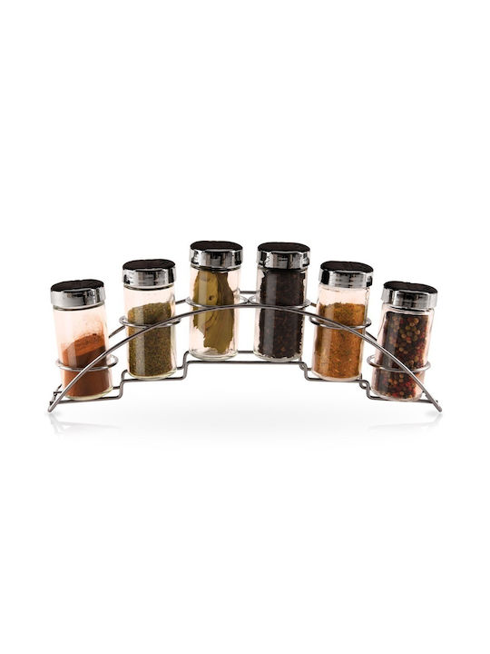 Orion Glass Tabletop Spice Rack Organizer Silver 6pcs