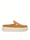 Suede Mules with Low Heel in Tabac Brown Color