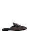 Leder Mules mit Absatz in Schwarz Farbe
