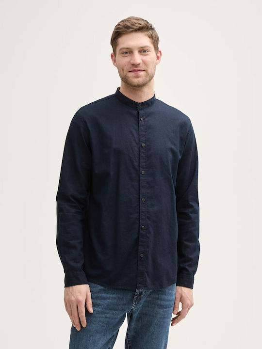 Tom Tailor Long-sleeved Linen Shirt Blue