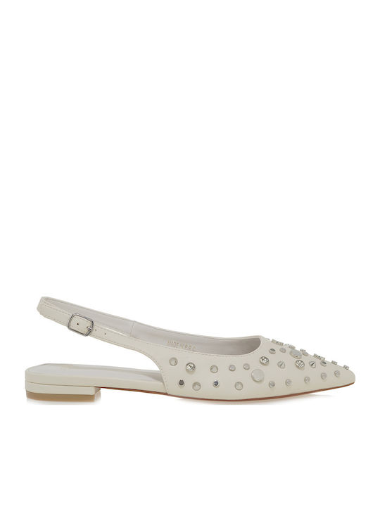 Synthetic Leather Slingback Ballerinas White