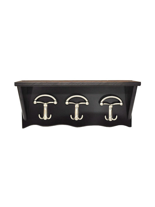 Cuier din lemn pentru pălării Wenge-Argintiu 50x20x21.5cm Pol 61-350-ws