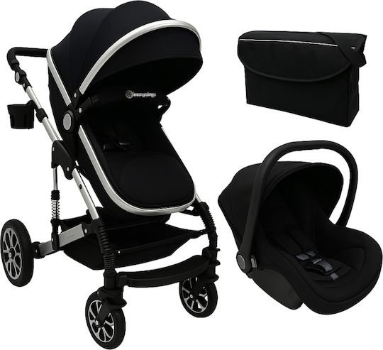 Beboulino Nesna Adjustable 3 in 1 Baby Stroller Suitable for Newborn Black