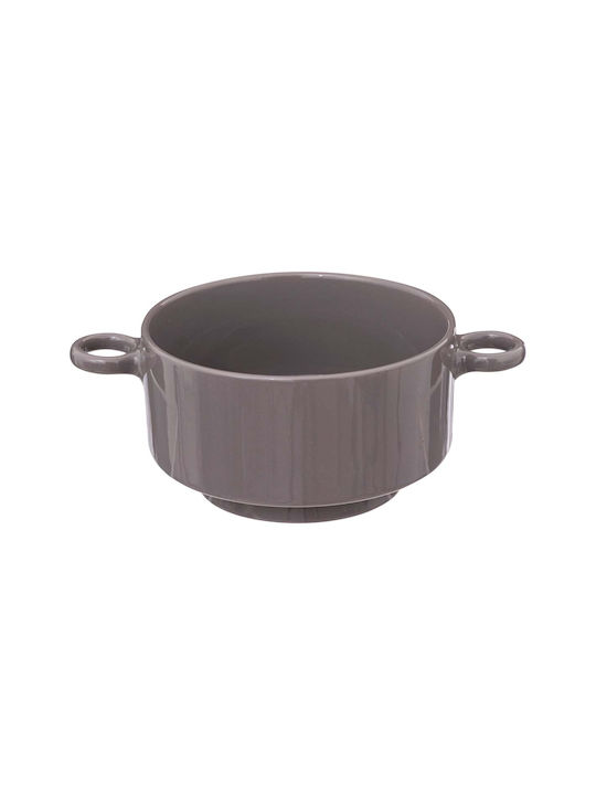 Cereal Serving Bowl Round Ceramic Gray with Diameter 12cm
