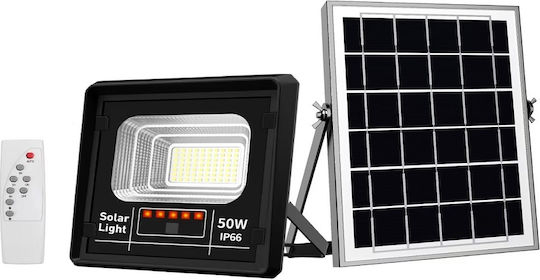 Jortan Στεγανός Ηλιακός Προβολέας LED 50W Ψυχρό Λευκό 6500K με Τηλεχειριστήριο IP66