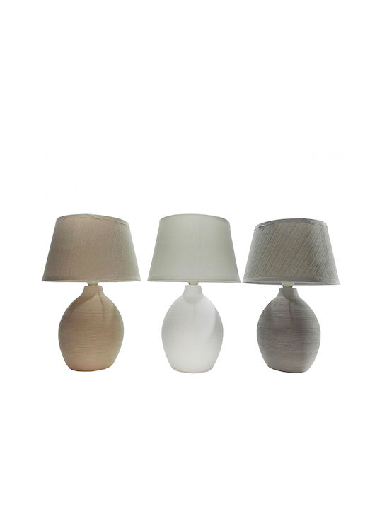 ArteLibre Ceramic Table Lamp for Socket E14 with Beige Shade and Base