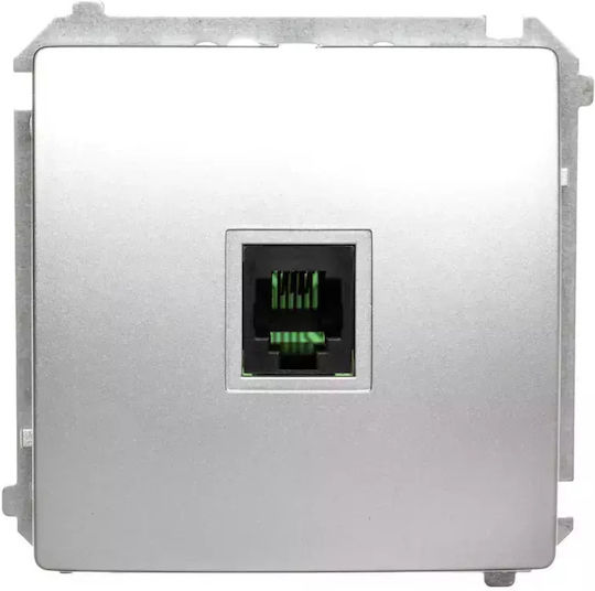 Simon Basic Telephone Socket Rj11 Universal Single Silver Matt Bmtu.01