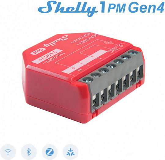 Shelly 1PM Gen4 Smart Switch Wi-Fi Bluetooth ZigBee & RF 16A With Neutral