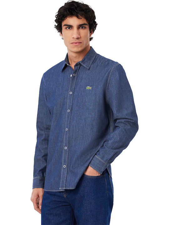 Lacoste Μακρυμάνικo Βαμβακερό Πουκάμισο Bleu