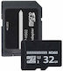 Card de memorie MicroSD de 32 Gb Siks include adaptor SD Clasa 10 Viteză mare Compatibil cu cameră video auto DVR Cameră de supraveghere Telefon Laptop Tabletă Negru