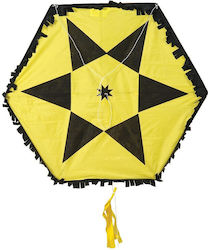 Gelber Drachen mit verstellbarem Schwanz und Schnur 120 cm