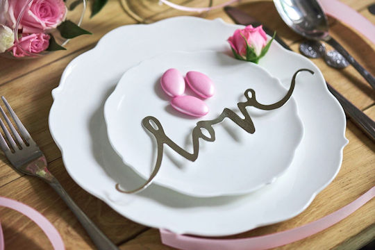 Paper Foil Decorations Love Silver 6 Pieces