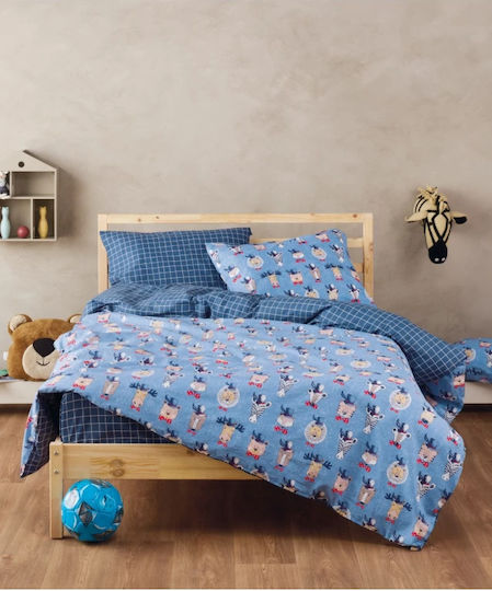Kentia Комплект чаршафи Единично Памучни Ciel/blue/red/white 160x245см 3бр