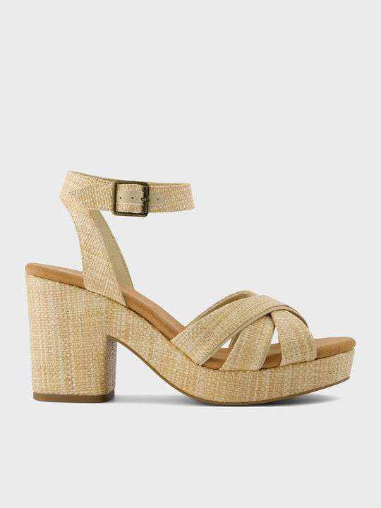 サンダル・ミュール CASTANER Women Sandals VALERIETTE 258 RAFIANATURAL Beige Calzado de Mujer estilo Sandalia con Tacón de 10cm de altura
