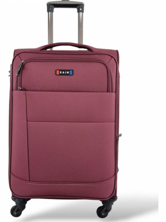 Rain Cabin Travel Suitcase Fabric Bordeaux with 4 Wheels Height 56cm 2007-002