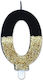 Candle Number 0 Black Gold 9 cm