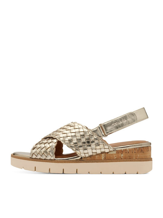 Tamaris Ανατομικές Καλοκαιρινές Γυναικείες Πλατφόρμες Χρυσές