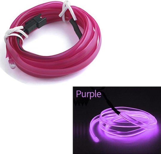 Neon Auto "el Wire" Culoare Mov Lungime 2m Alimentare 12v Driver Inclus