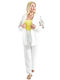 Women's White Set with Pants with Elastic in Straight Line