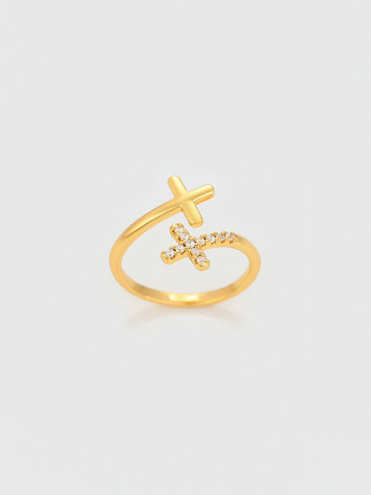Chrysothemiss Ring with Stones Gold Plated