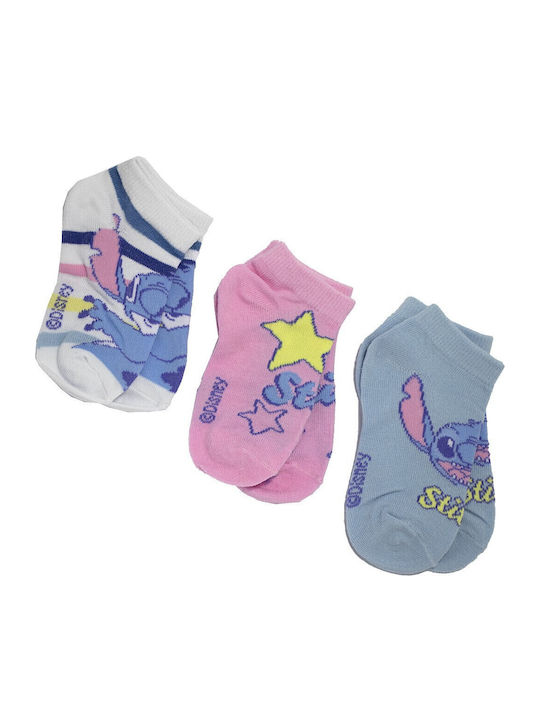 Disney Kids' Ankle Socks Lilo & Stitch White 3 Pairs