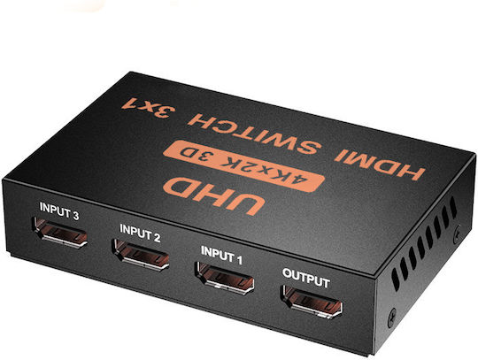 Atc Hdmi Switch Μεταλλικό 3 In 1 Out 4k X 2k Remote