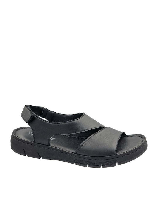Adam's Shoes Leather Women's Flat Sandals in Bl...