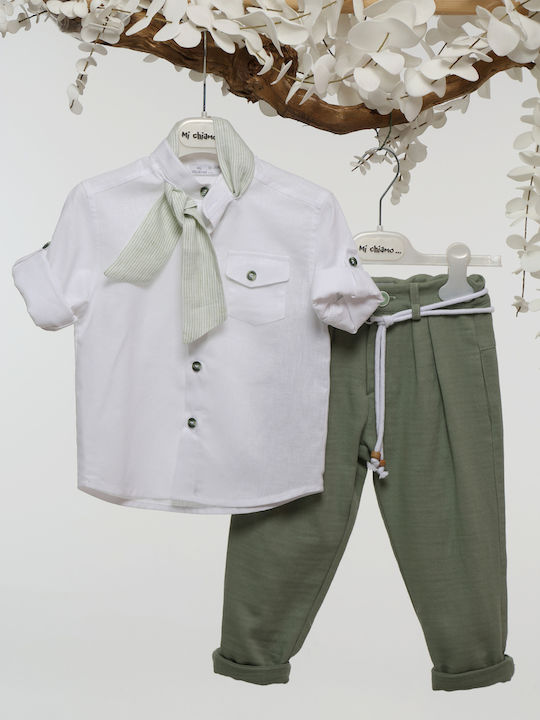 Baptism Suit for Boy White-Green A4777-lp Mi Chiamo Mc-25-a4777-lp