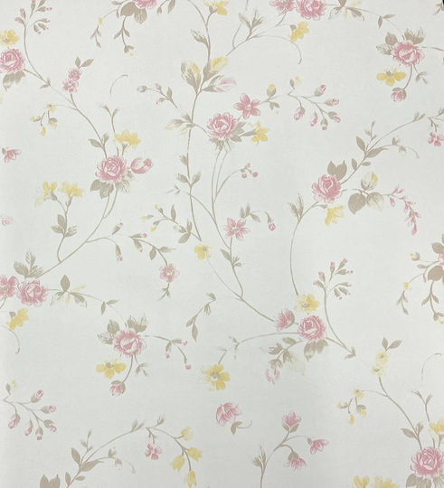 Weiße Blumen Wandtapete 294698 0,53 x 10m