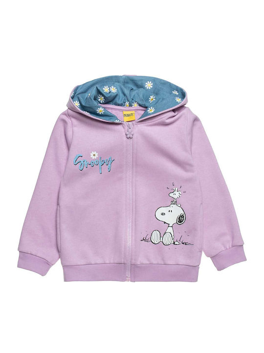 Kinderstrickjacke mit Kapuze Flieder