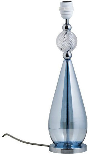Table Lamp Base 1xE27 Blown Glass Crystal Striped 47cm Silver Metal Smykke Ebb&flow Ba101194 Blue