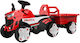 Kids 6V Electric Ride On Tractor with Trailer Red