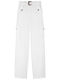 Women's High-waisted Fabric Cargo Trousers White