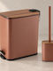 Eurocasa Metallic Toilet Brush and Basket Set Soft Close 5lt Brown