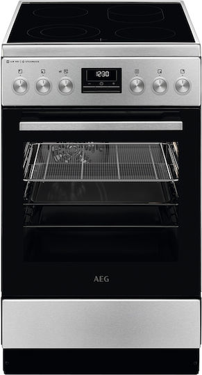 AEG Κουζίνα 58lt με Κεραμικές Εστίες Π50εκ. Inox