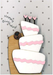 Mini Greeting Card "Happy Birthday" Bear Cake J...