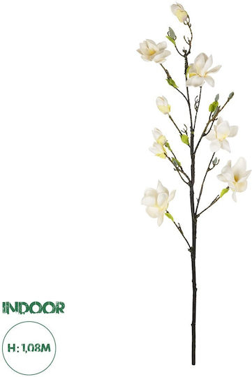 Globostar Artificial Garden White Yellow Magnolia Branch 21419 Τεχνητό Διακοσμητικό Κλαδί Λευκή Κίτρινη Μαγνόλια Y108cm